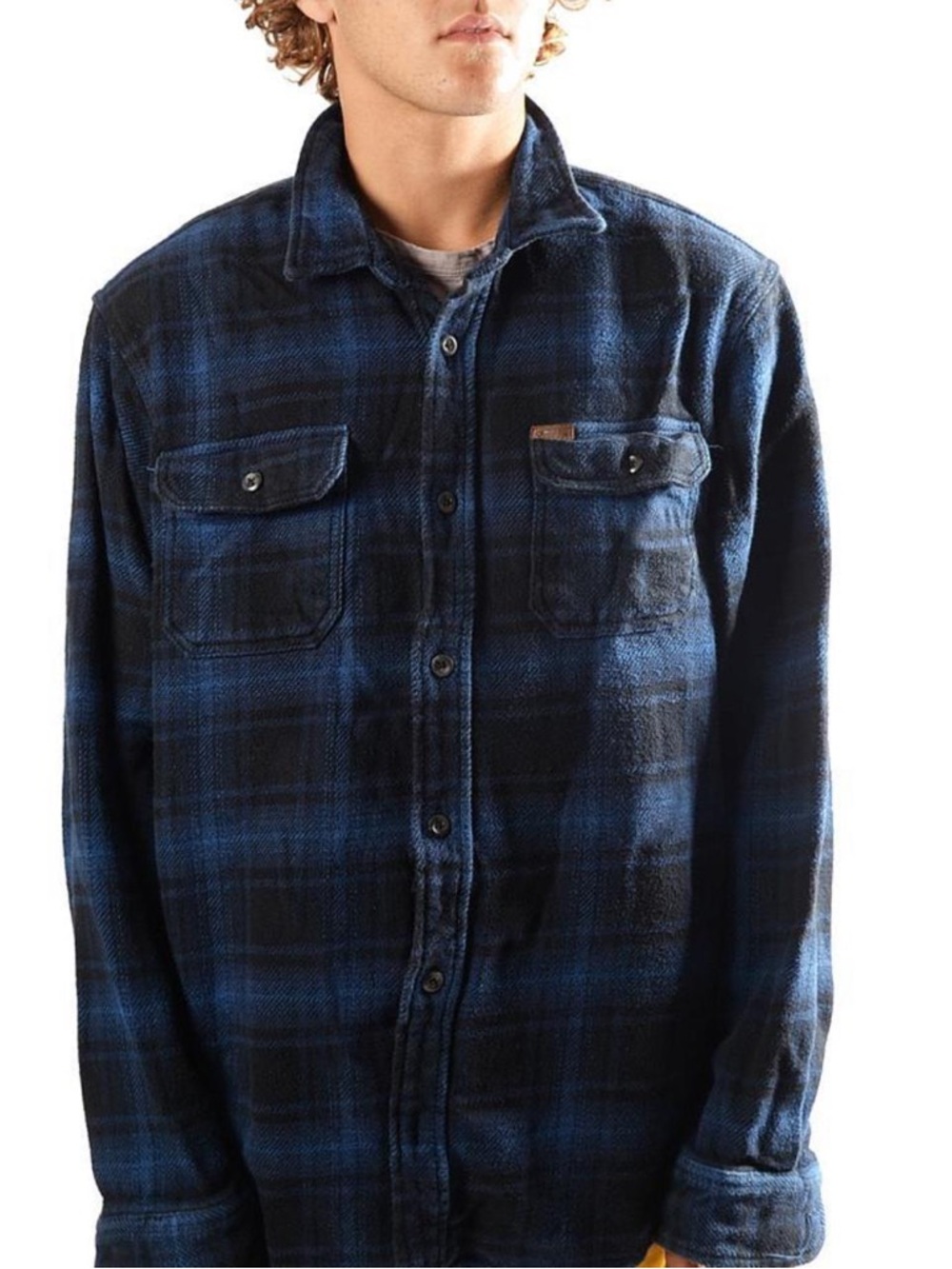 Orvis Men's Blue and Gray Plaid Button-Front Shirt Jacket